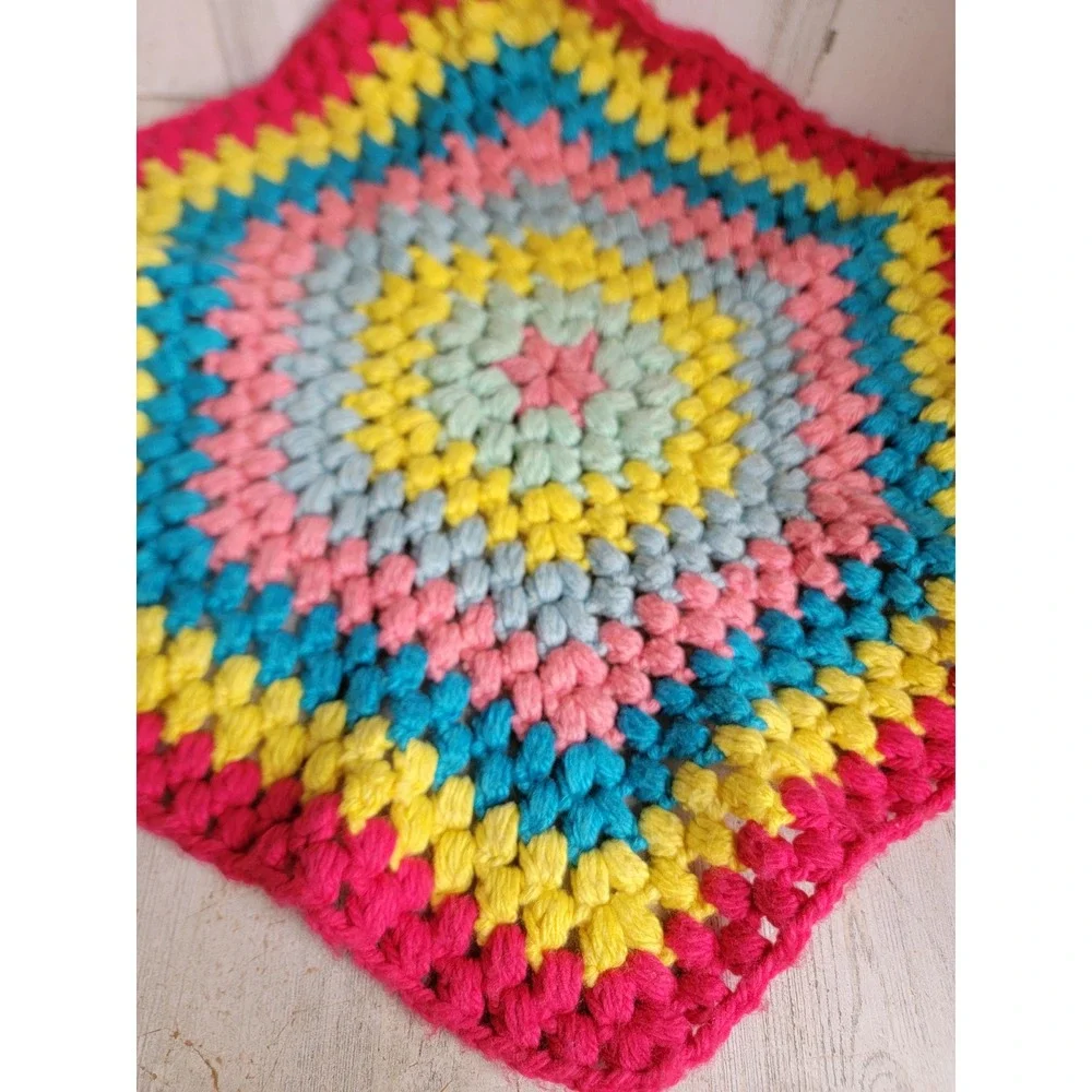 Vintage crochet‎ rainbow colorful dolly small table runner plush home decor
